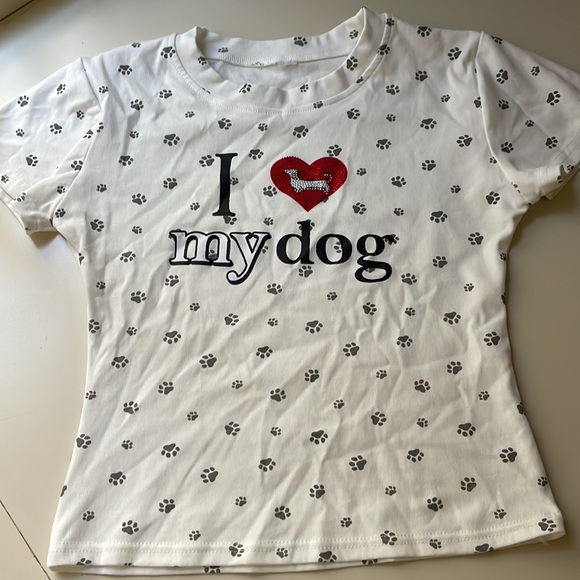 Rhinestone I heart my dog baby tee - Picture 5 of 6